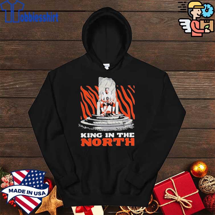 Joe burrow king in the north cincinnati bengals 2022 champs afc north  division shirt, hoodie, sweater, long sleeve and tank top