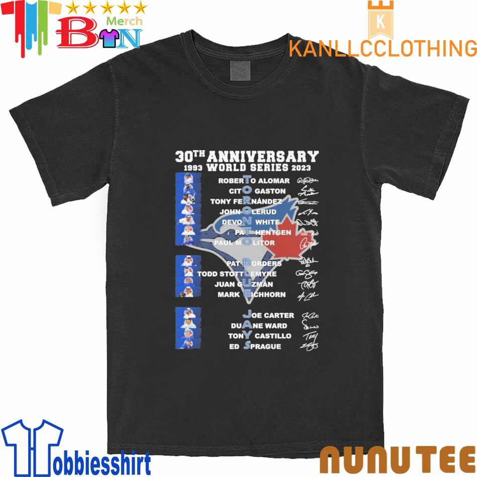 Toronto Blue Jays 30th anniversary signatures shirt, hoodie, sweater, long  sleeve and tank top