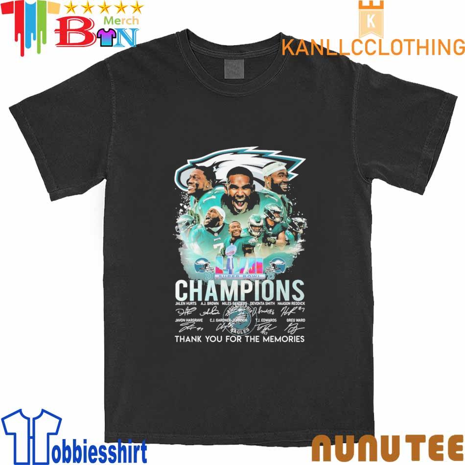 LVII super bowl champions thank you for the memories Philadelphia Eagles  signatures shirt, hoodie, sweater, long sleeve and tank top