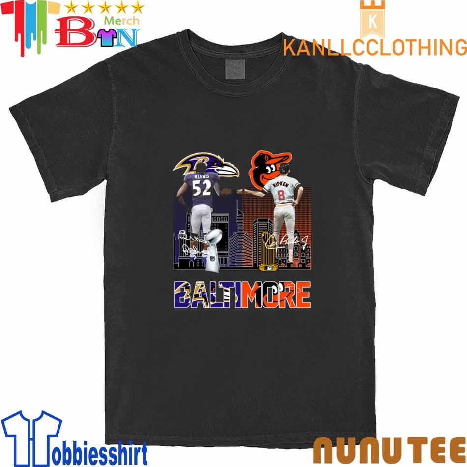 Official Baltimore ravens vs baltimore orioles r.lewis and ripken skylines  2023 signature t-shirt, hoodie, sweater, long sleeve and tank top