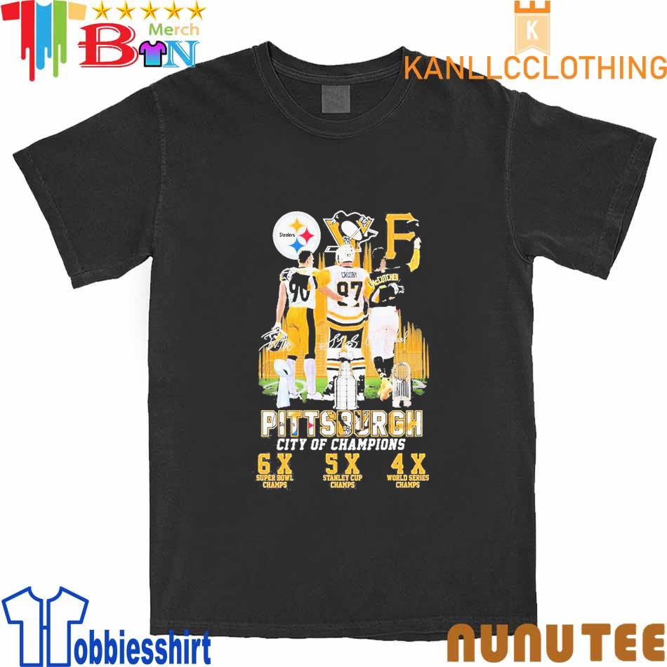 Pittsburgh Steelers and Pittsburgh Pirates and Pittsburgh Penguins  Pittsburgh City Of Champions Shirt, hoodie, sweater, long sleeve and tank  top