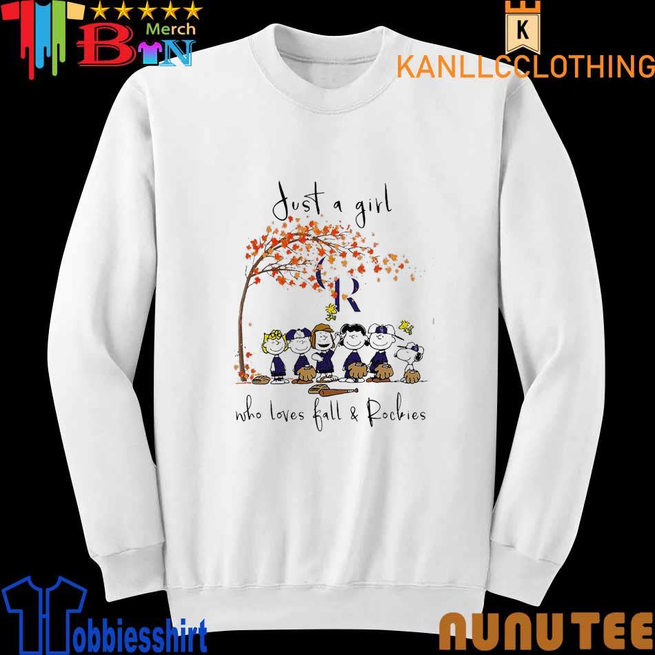 Official the Peanuts Just A Girl Who Loves Fall Colorado Rockies Shirt,  hoodie, sweater, long sleeve and tank top