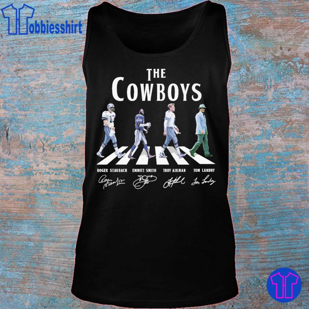 Official The Cowboys Roger Staubach Emmitt Smith Troy Aikman Tom Landry  signatures Abbey Road shirt., hoodie, sweater, long sleeve and tank top